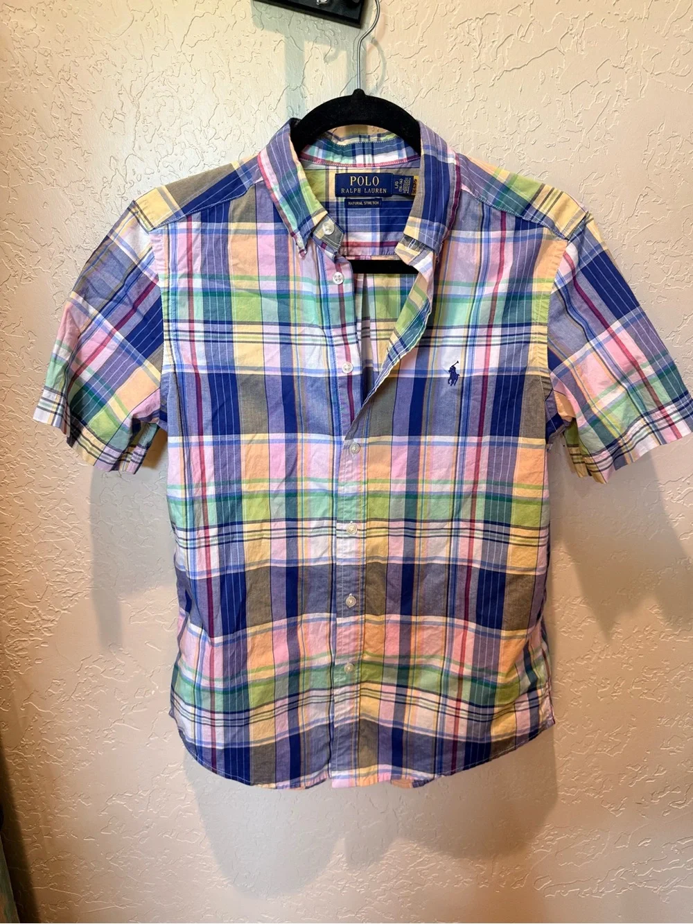 Ralph Lauren Multicolor Pastel Plaid Short-Sleeve Button-Down Shirt